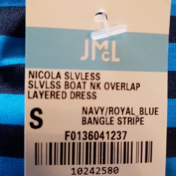 J. McLaughlin women's size small Nicola dress 2 tone blue stripe, NWT - Picture 5 of 8